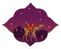 Camel with saddlery icon cartoon Royalty Free Stock Photo