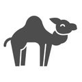 Camel solid icon. Desert caravan animal silhouette. Animals vector design concept, glyph style pictogram on white Royalty Free Stock Photo