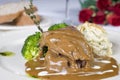 Camel steak in gravy a la carte Royalty Free Stock Photo