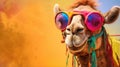 Camel in sunglasses on Holi festival Royalty Free Stock Photo