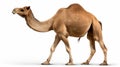 camel waling isolated on white background with clipping path include shadow. Generative AI