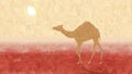Camel walking in the desert animation.