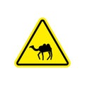 Camel Warning sign yellow. goof Hazard attention symbol. Danger Royalty Free Stock Photo