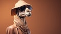 Minimalist Fashion Portrait: Camel Wearing Hat And Sunglasses