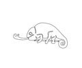 Cameleon continuous line art drawing style. cameleon line art vector