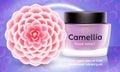 Camellia cream concept background, realistic style