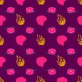 Camellia floral vector repeat pattern design on purple background