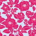 Camellias pattern. Vector seamless texture.