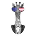 Camelopard, giraffe Hipster animal Hand drawn image for tattoo Royalty Free Stock Photo