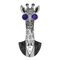 Camelopard, giraffe Hipster animal Hand drawn image for tattoo, emblem, badge, logo, patch