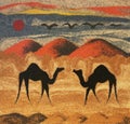 Camels in desert Royalty Free Stock Photo