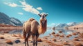 Camels in the desert. Generative AI. Royalty Free Stock Photo