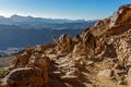 Camels on mountain trail on Moses mountain, Sinai Egypt Royalty Free Stock Photo