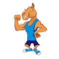 Camels pose like bodybuilders cartoon illustration