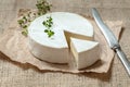 Camembert cheese, sliced round creamy traditional Royalty Free Stock Photo