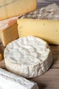 Camembert of Normandy with different french cheeses Royalty Free Stock Photo