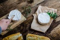 Camembert, soft cheese with homemade pastries