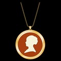 Cameo, Antique Gold Locket, Vintage Gentle Lady, Jewelry Chain Necklace