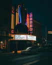 The Cameo Theater neon sign at night, Bristol, Virginia Royalty Free Stock Photo