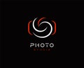 Camera Abstract vector logo template, minimal design logotype concept for digital art studio, photo studio, photographer