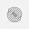 360 camera with arrows vector concept icon in outline style Royalty Free Stock Photo