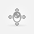 360 camera with arrows vector outline concept icon Royalty Free Stock Photo