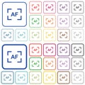 Camera autofocus mode outlined flat color icons