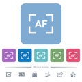 Camera autofocus mode flat icons on color rounded square backgrounds