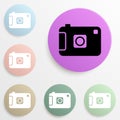 camera badge color set. Simple glyph, flat vector of web icons for ui and ux, website or mobile application Royalty Free Stock Photo