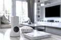 A camera-based home monitoring system using a smartphone and window, features a protective alarm and Building Security control in
