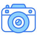 camera blue outline icon, Merry Christmas and Happy New Year icons for web and mobile design