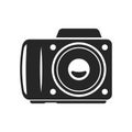 Camera bold black silhouette icon isolated on white. Photo equipment pictogram. Royalty Free Stock Photo