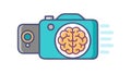 Camera with Brain and Speed Lines Icon, vector design Generative AI Royalty Free Stock Photo