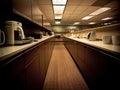 Empty office cubicle during morning coffee break