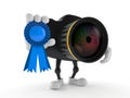 Camera character with award ribbon