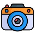 camera colored line icon, Merry Christmas and Happy New Year icons for web and mobile design