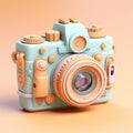 Camera 3d clay icon on pastel colour background. Generative ai