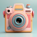 Camera 3d clay icon on pastel colour background. Generative ai