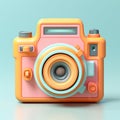 Camera 3d clay icon on pastel colour background. Generative ai