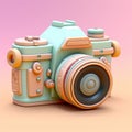 Camera 3d clay icon on pastel colour background. Generative ai