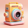 Camera 3d clay icon on pastel colour background. Generative ai