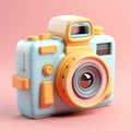 Camera 3d clay icon on pastel colour background. Generative ai