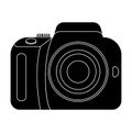 Camera detective. Camera, for shooting the scene, and to commit murder.Detective single icon in blake style vector Royalty Free Stock Photo