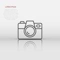 Camera device sign icon in flat style. Photography vector illustration on white isolated background. Cam equipment business Royalty Free Stock Photo