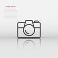 Camera device sign icon in flat style. Photography vector illustration on white isolated background. Cam equipment business Royalty Free Stock Photo