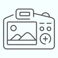 Camera Display thin line icon. Display of camera vector illustration isolated on white. Photo camera screen outline