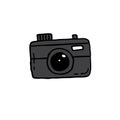 Camera doodle icon, vector illustration