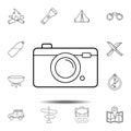 camera drawn icon. Simple outline vector element of camping set icons for UI and UX, website or mobile application Royalty Free Stock Photo