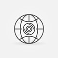 360 camera in earth globe outline icon - vector 360-degree cam Royalty Free Stock Photo