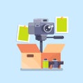 Camera equipment flat isolated vector illustration